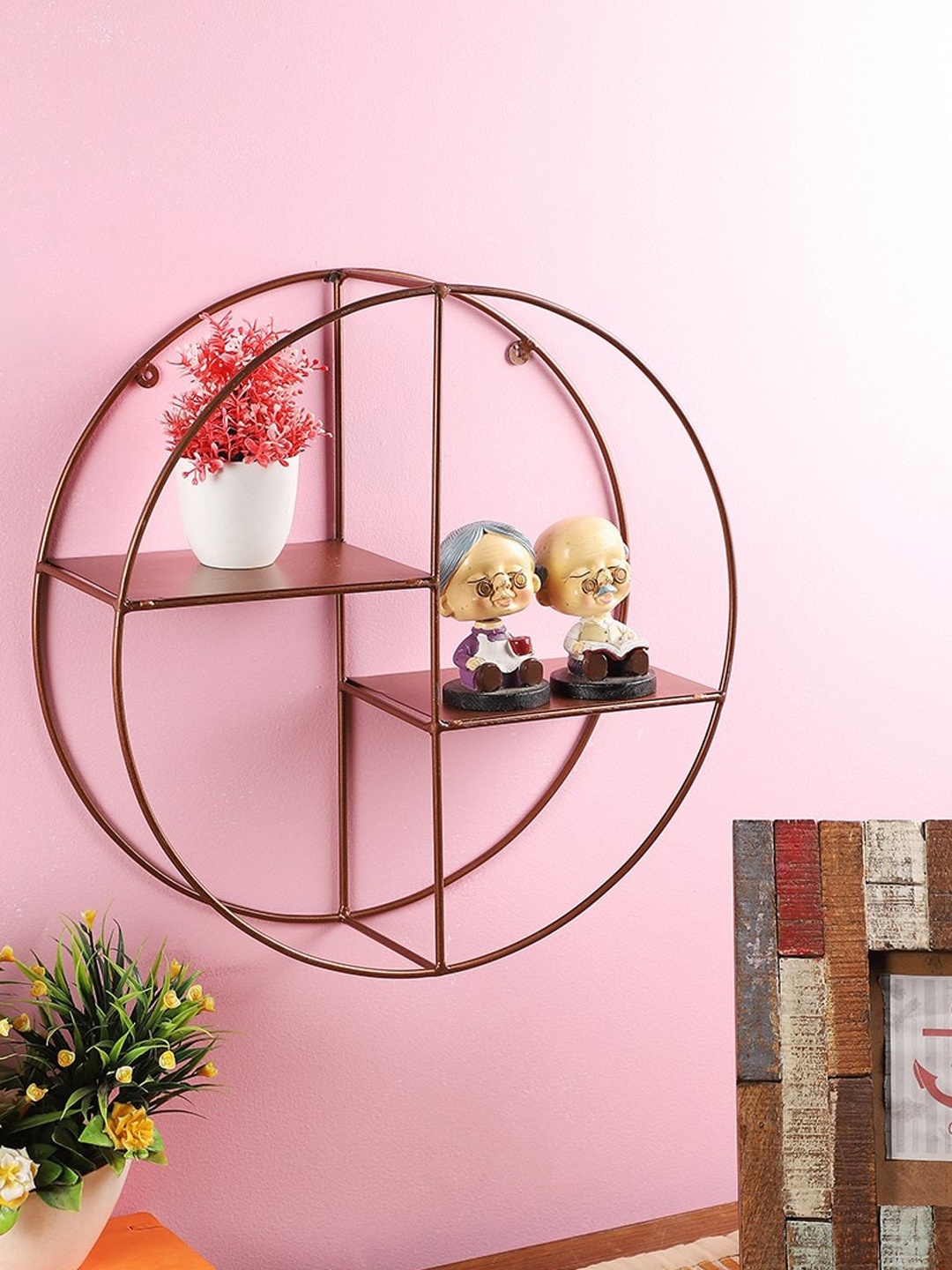 

Home Sparkle Copper-Toned Metal Basic Wall Shelf