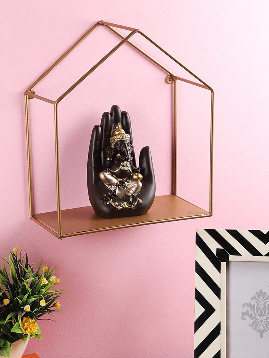

Home Sparkle Gold Pentagon Shaped Wall Shelf