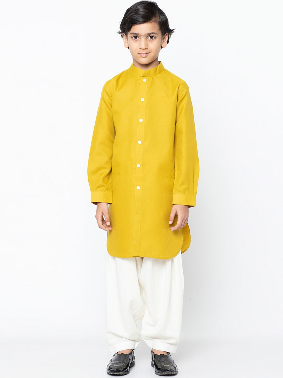 KISAH Boys Yellow Solid Straight Kurta