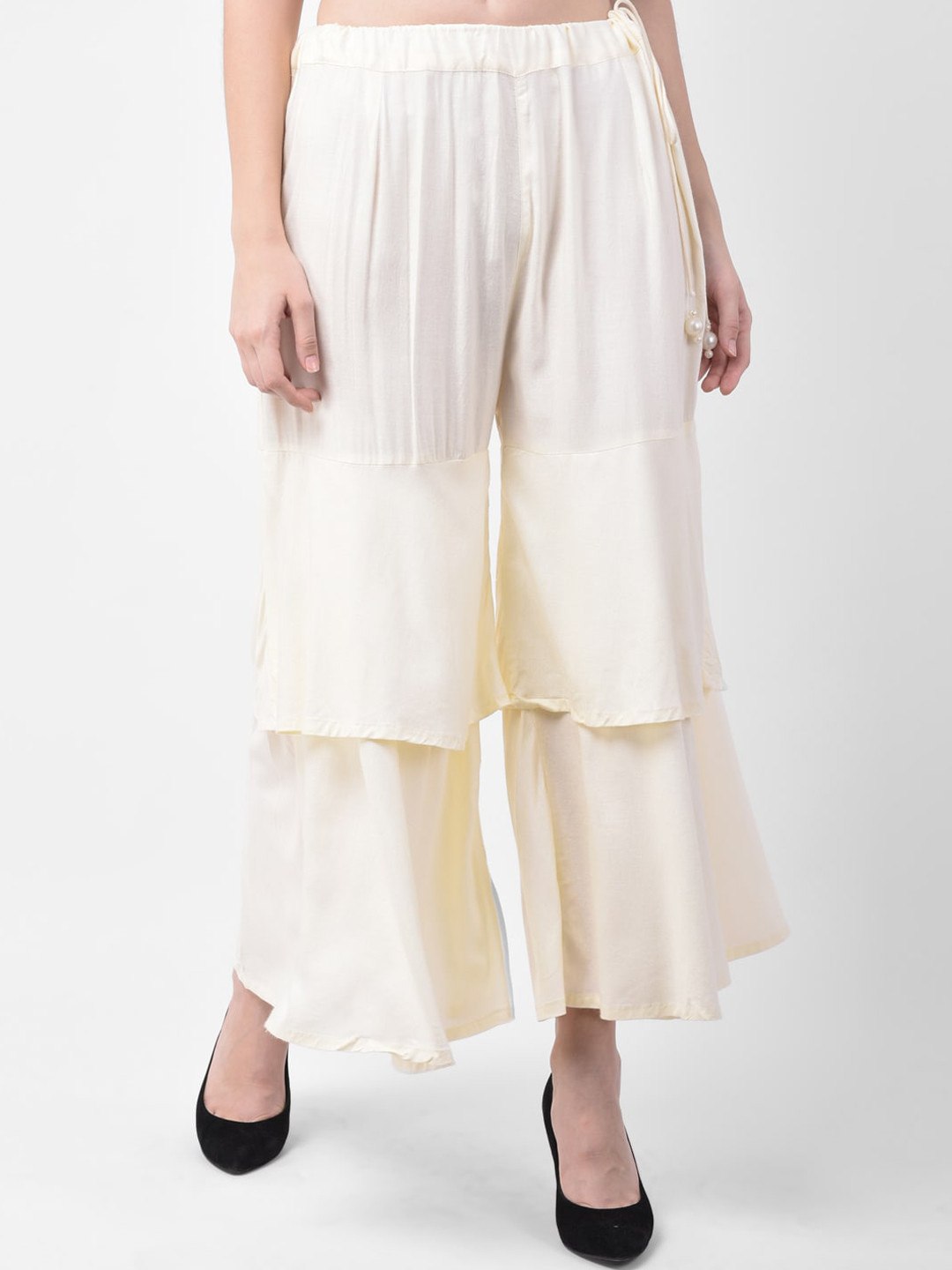 

GRACIT Women Cream-Coloured Striped Flared Palazzos