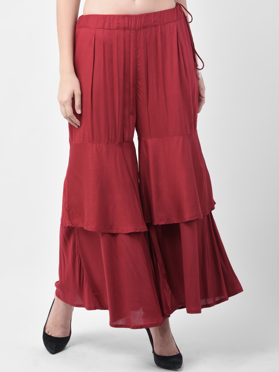 

GRACIT Women Maroon Solid Flared Palazzos