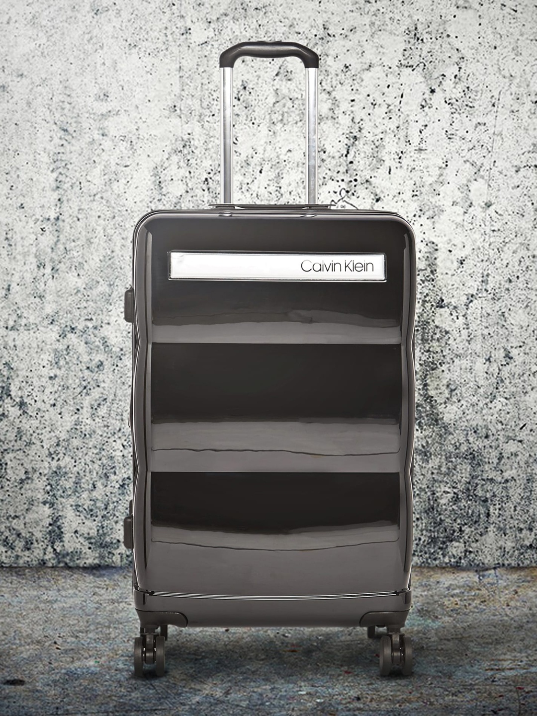 

Calvin Klein DOWN TO FLY Range Black & Silver Hard Medium Luggage, Grey