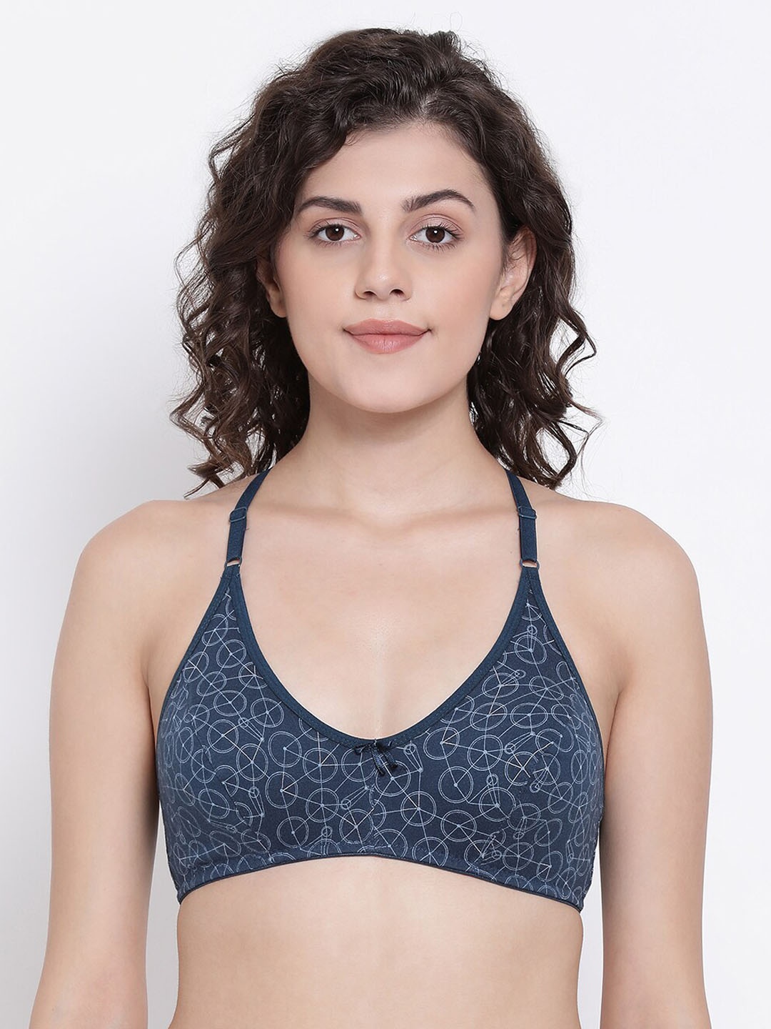 

Clovia Blue Printed Non-Wired Non Padded Everyday Bra