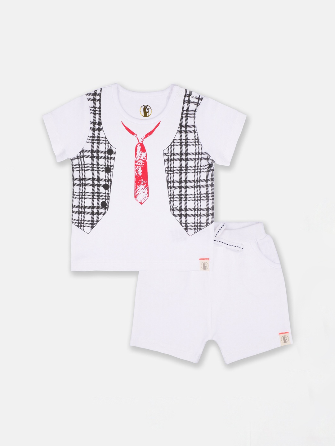 

Babysafe Unisex Kids White & Black Checked T-shirt with Shorts