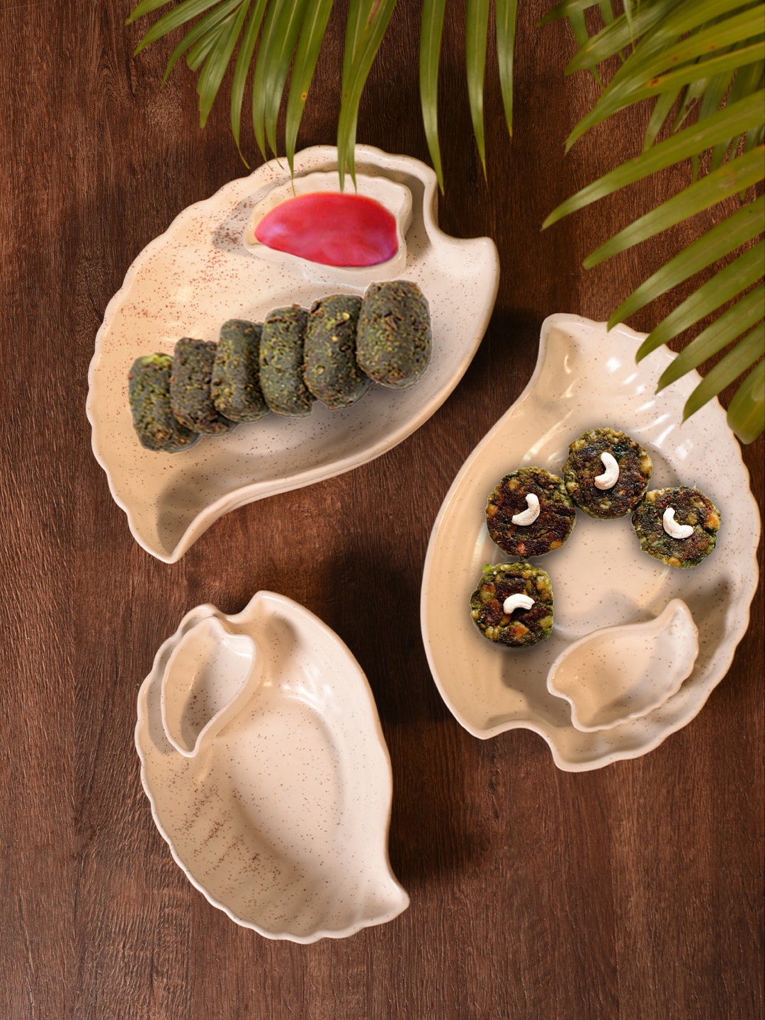 Unravel India Set Of 3 Off-White Pottery Stoneware Serving Platter