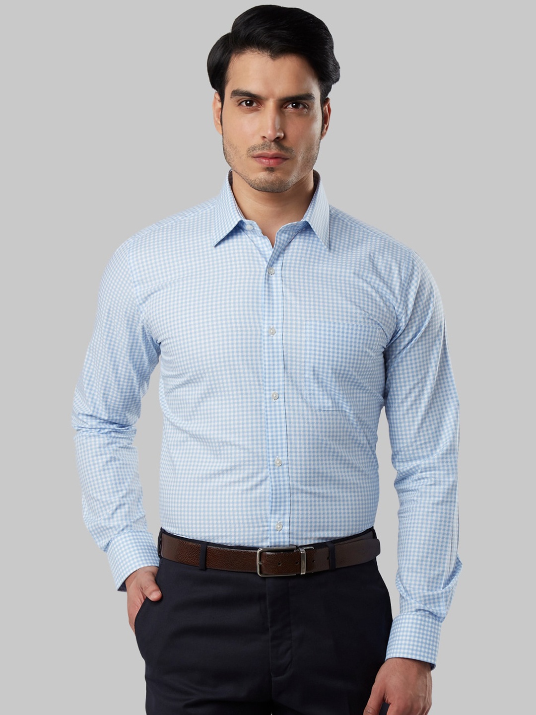 

Raymond Men Blue Regular Fit Checked Formal Shirt