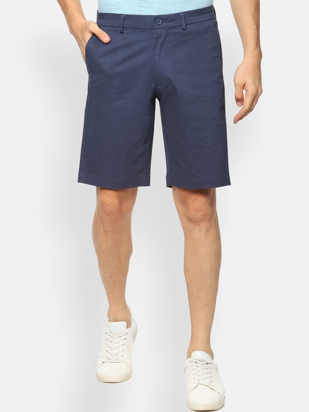 

V Dot Men Navy Blue Solid Regular Shorts