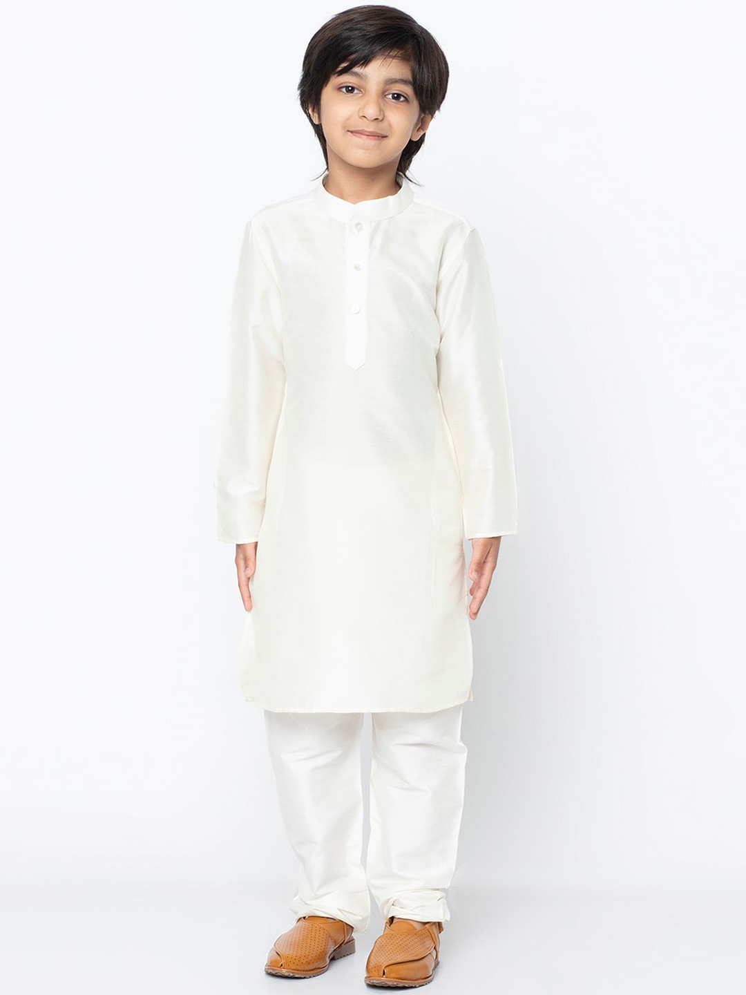 

KISAH Boys Cream-Coloured Solid Kurta with Salwar