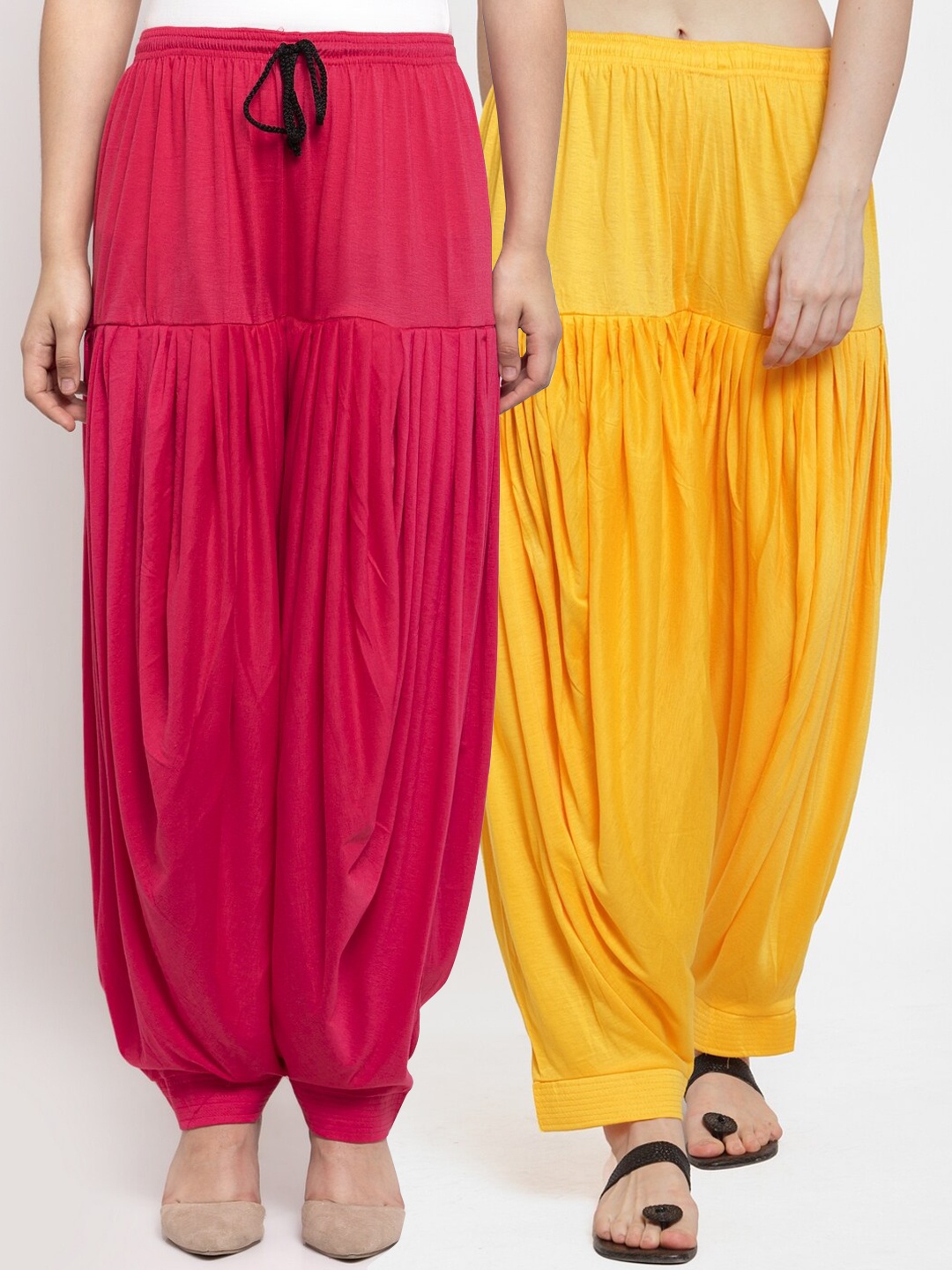 GRACIT Women Pack Of 2 Solid Patiala, Yellow