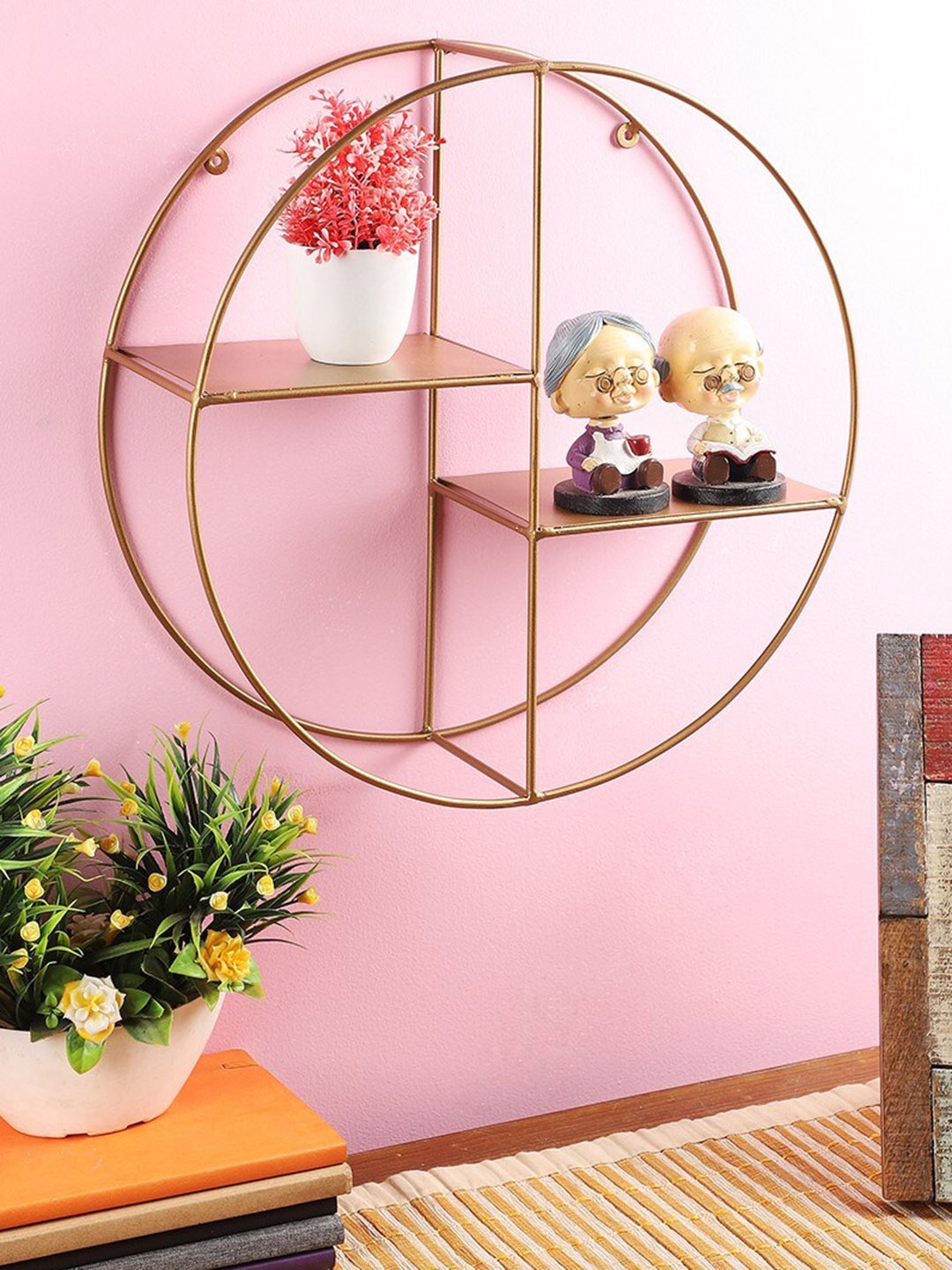 

Home Sparkle Gold-Toned Metal Basic Wall Shelf