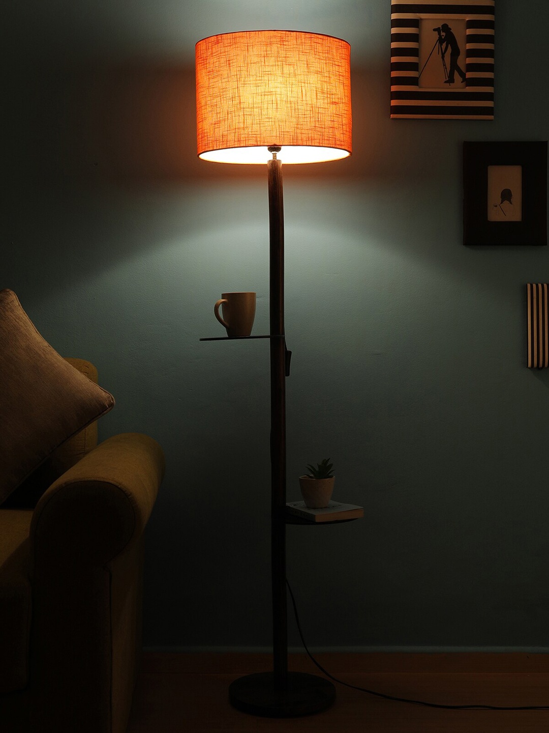 

SANDED EDGE Orange Solid Contemporary Shelf Lamp