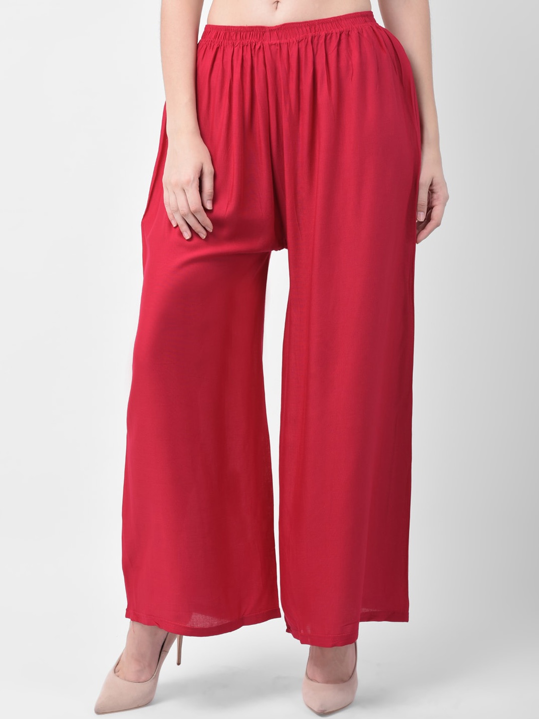 

GRACIT Women Red Solid Straight Palazzos
