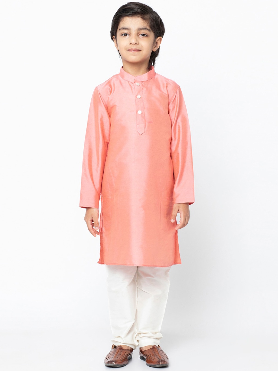 

KISAH Boys Pastel Pink Solid Straight Kurta