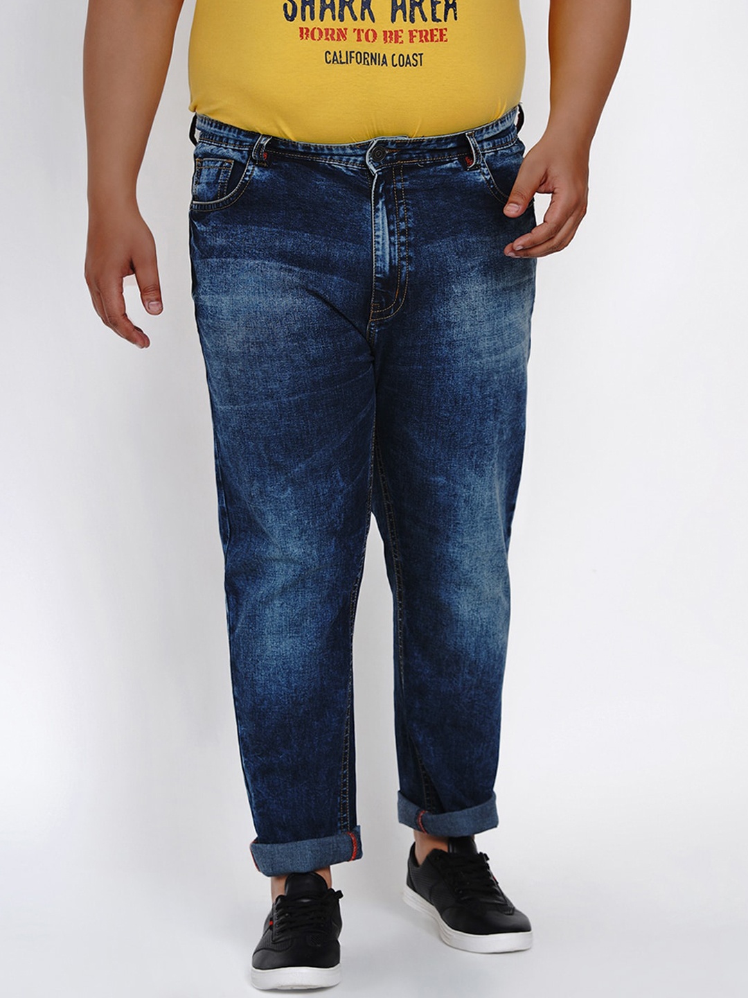 

John Pride Plus Size Regular Fit Mid-Rise Clean Look Stretchable Jeans, Blue