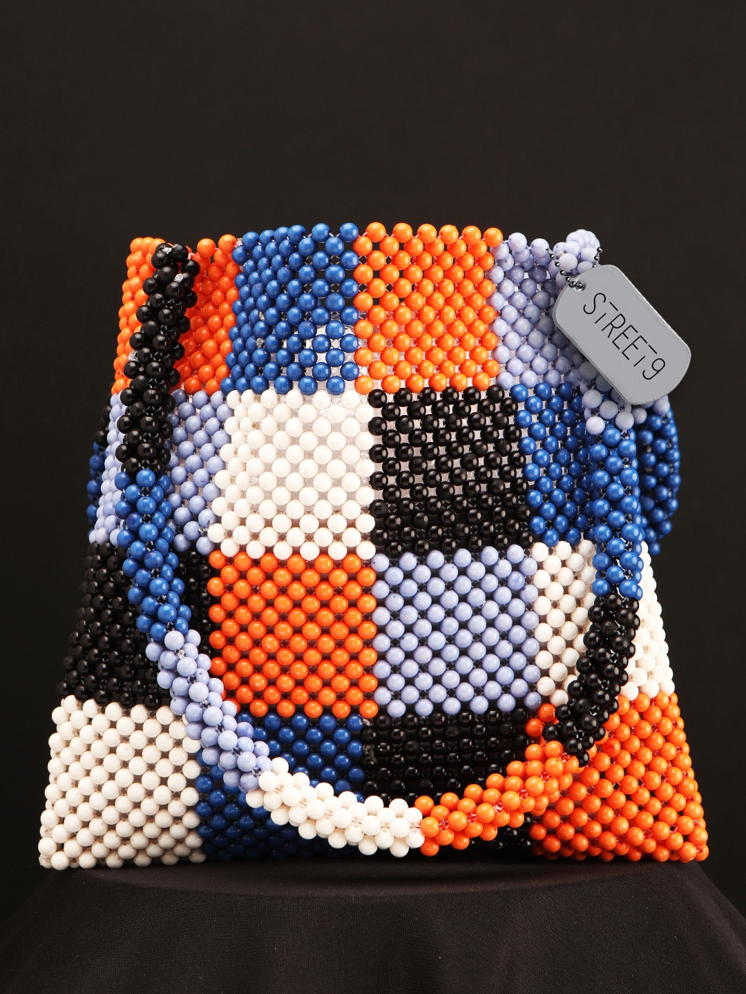 

STREET 9 Blue & White Colourblocked Tote Bag