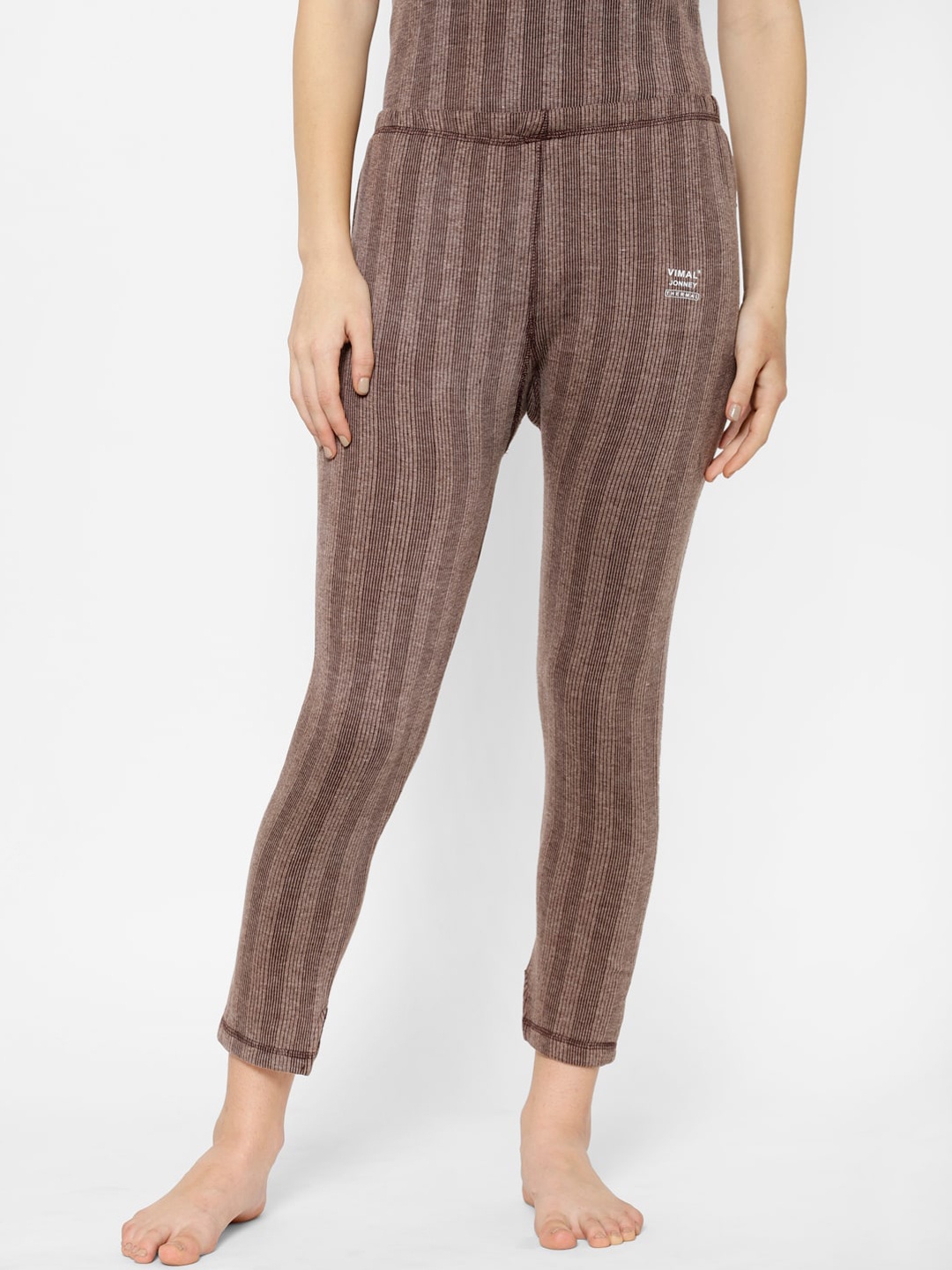 

VIMAL JONNEY Women Brown Striped Thermal Bottoms
