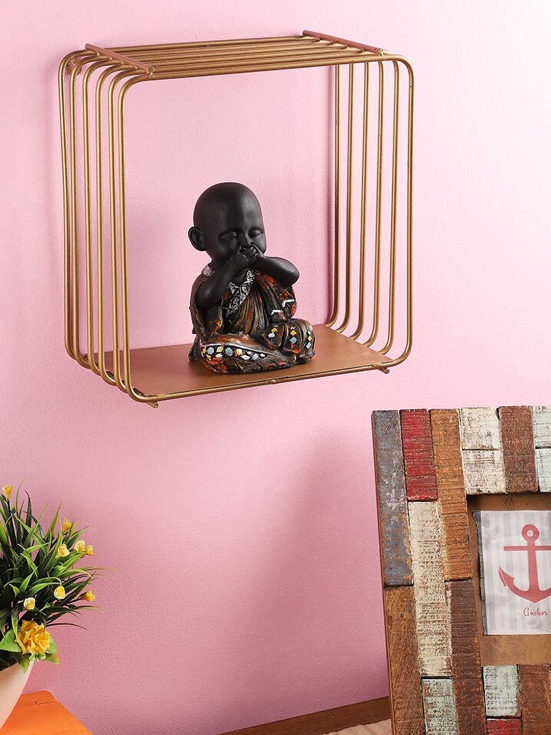 

Home Sparkle Gold-Toned Metal Basic Wall Shelf
