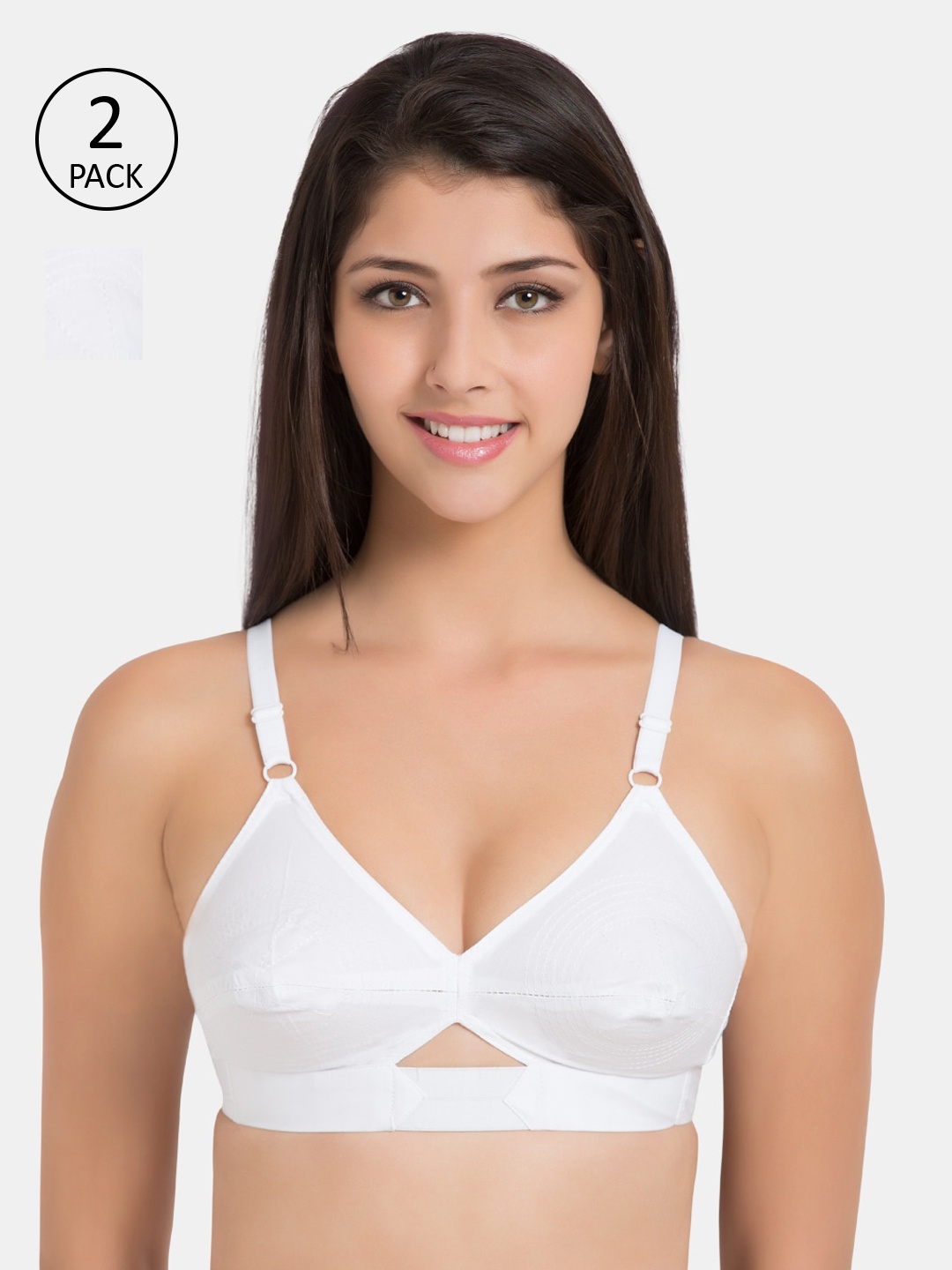 

Centra Pack of 2 White Solid Non-Wired Non Padded Everyday Bras CCT9-2PC-WH-30B