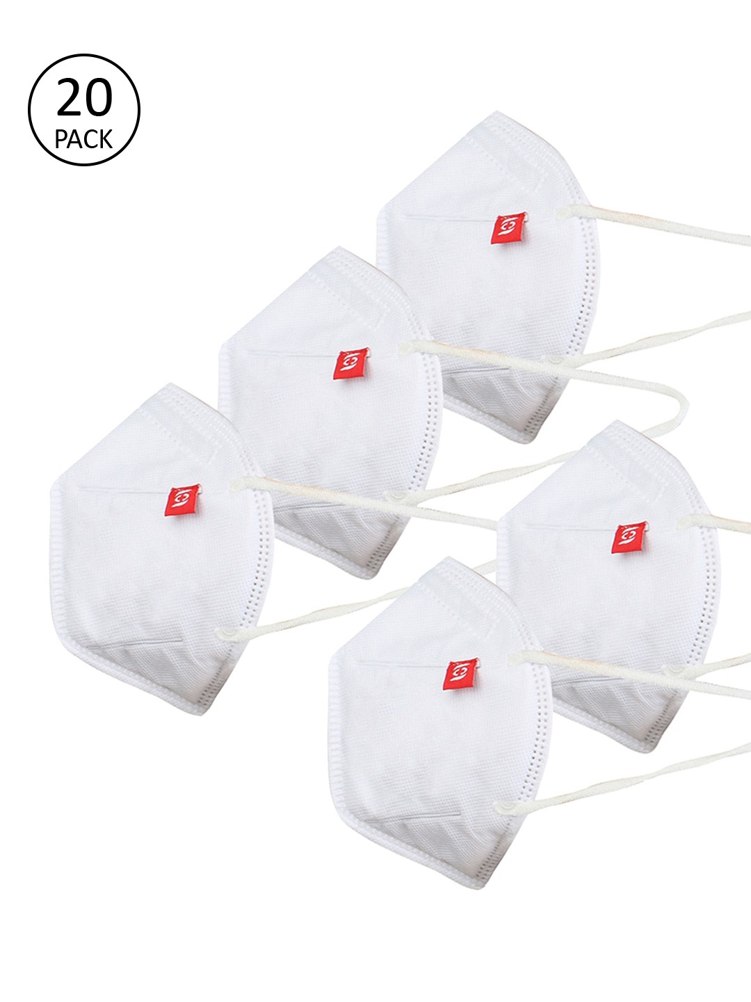 

Swiss Design Unisex 20 Pcs White Solid 5-Ply Disposable N95 Masks