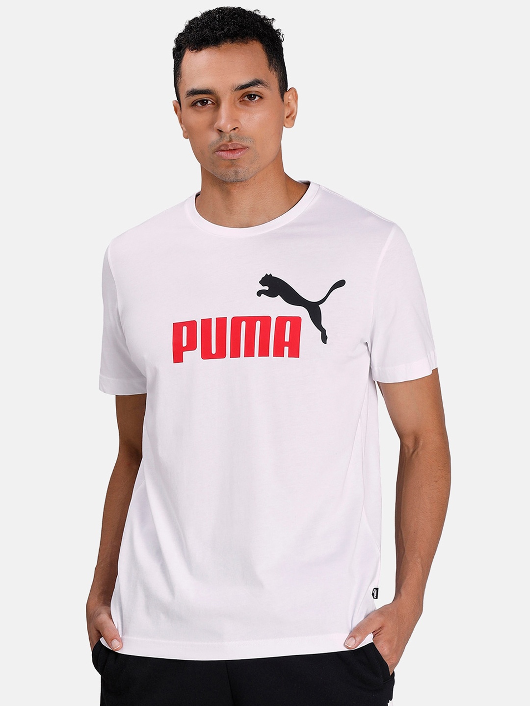 

Puma Men White Printed Round Neck T-shirt