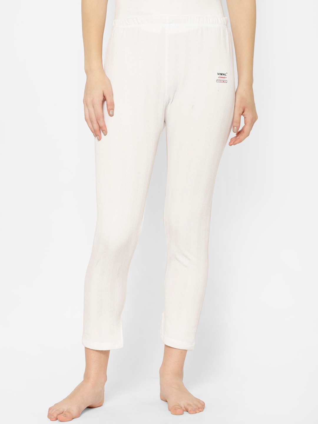 

VIMAL JONNEY Women White Striped Thermal Bottoms