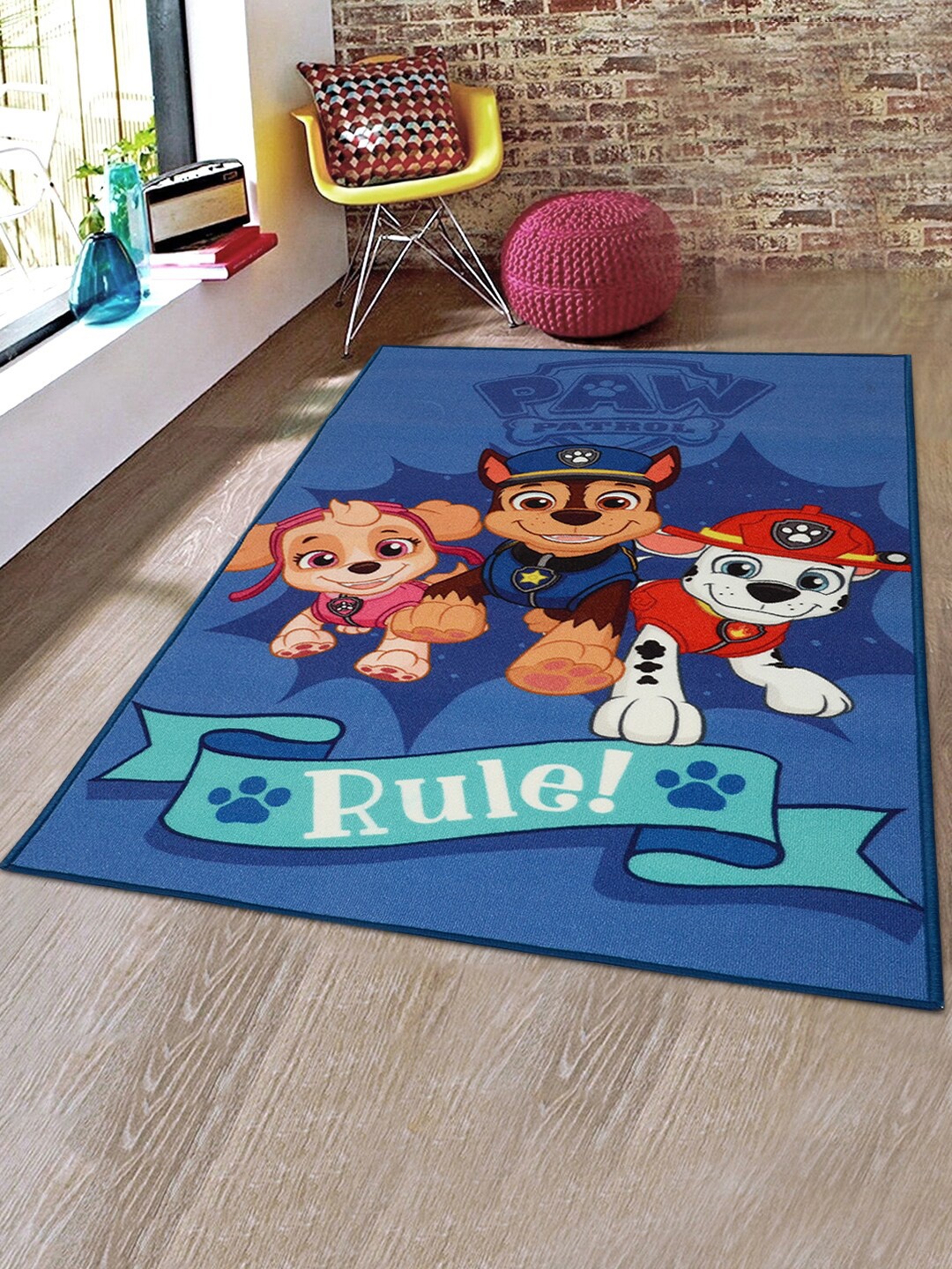 

Saral Home Blue Paw Patrol Pups Anti-Skid Dhurrie