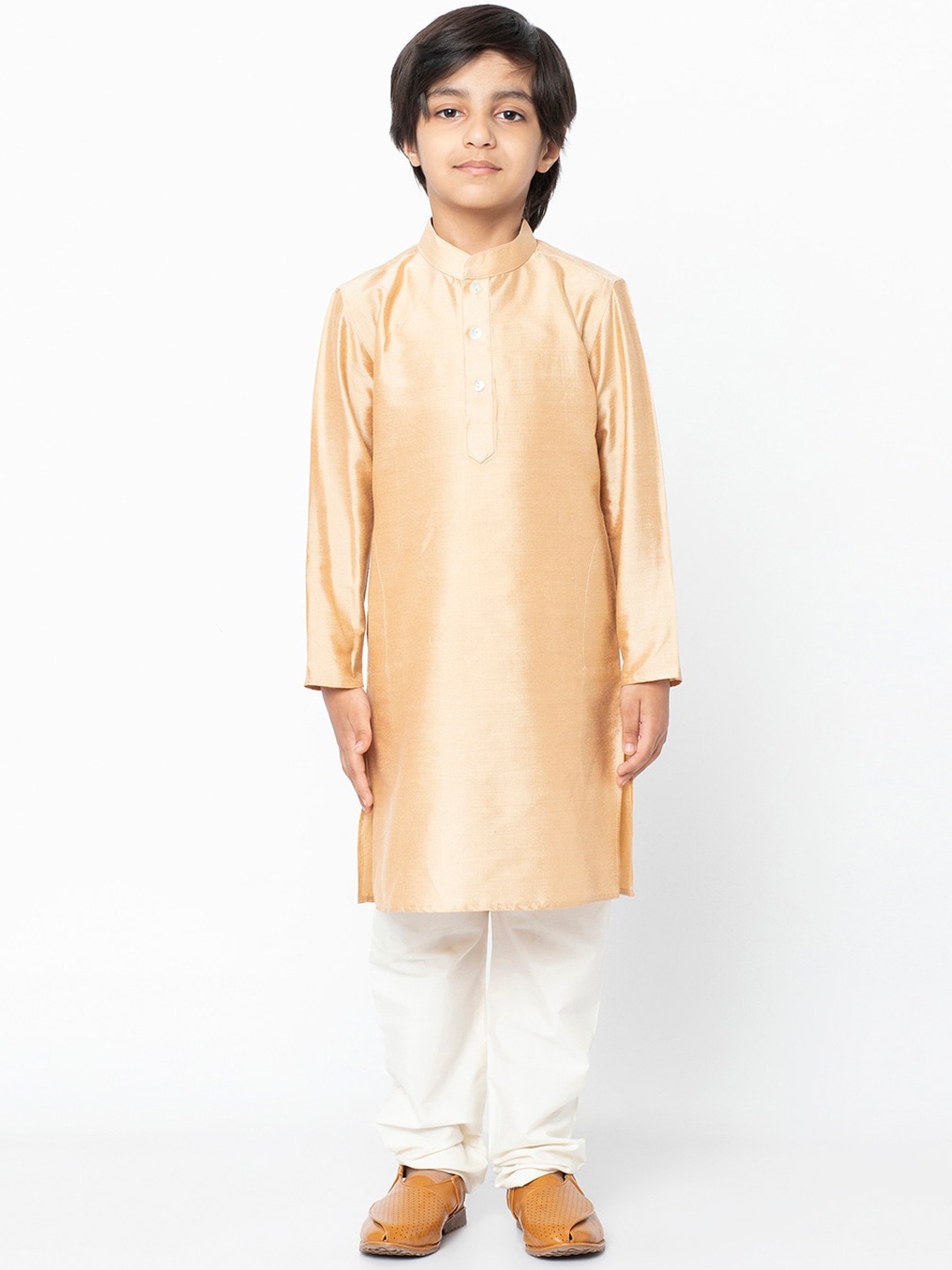 KISAH Boys Gold-Toned Solid Straight Kurta