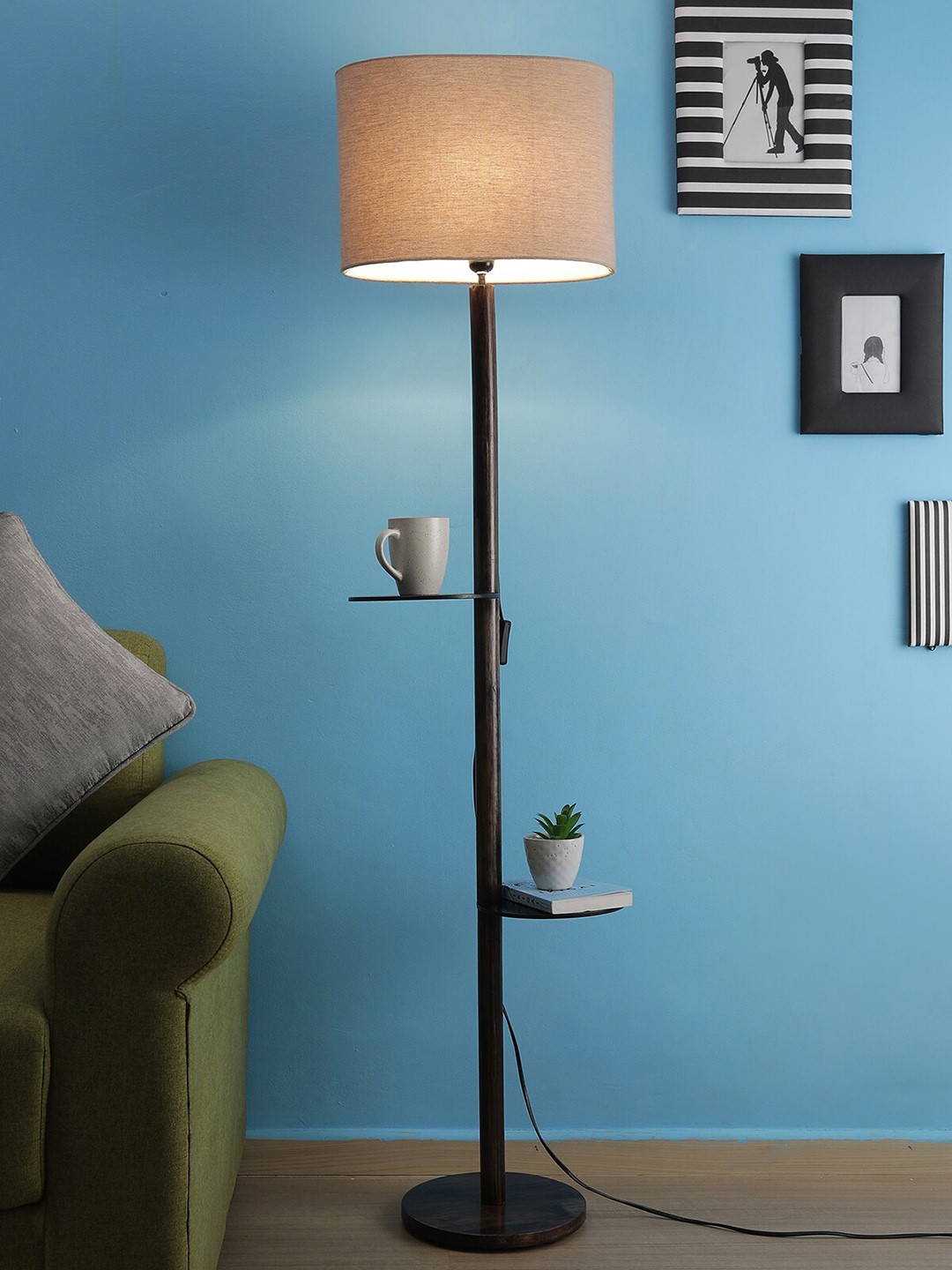 

SANDED EDGE Off-White Solid Traditional Floor Lamp with Shade