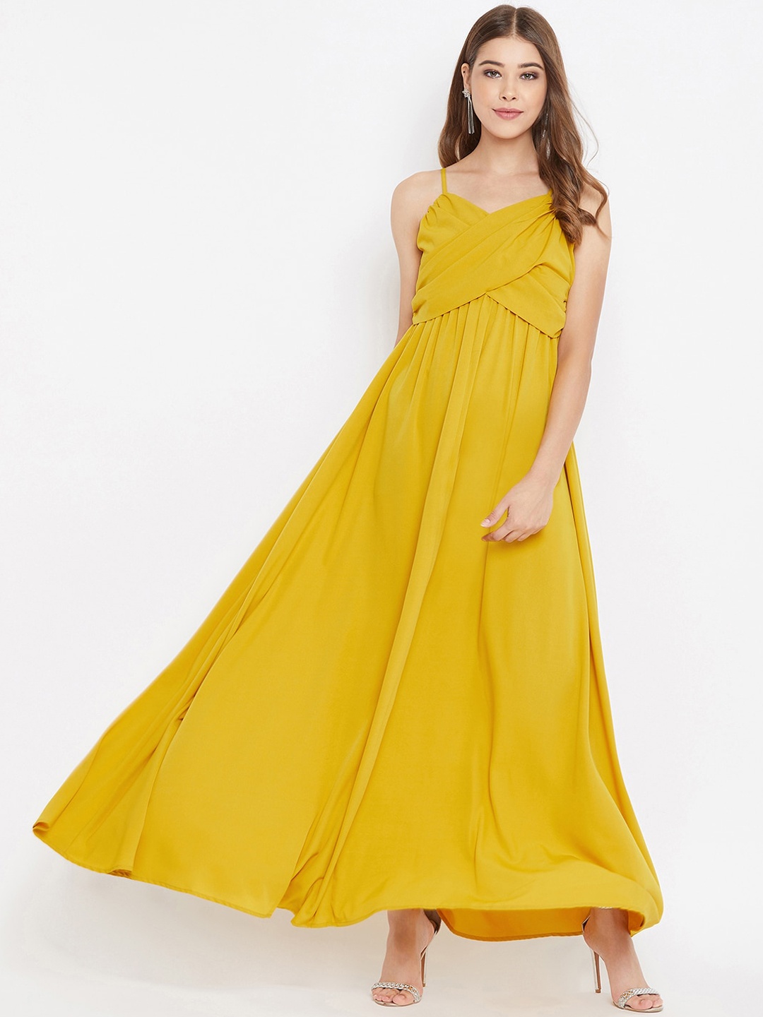 Berrylush Women Yellow Solid Maxi Dress