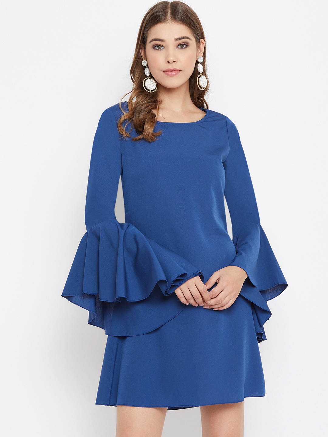 

Berrylush Women Blue Solid Fit and Flare Dress