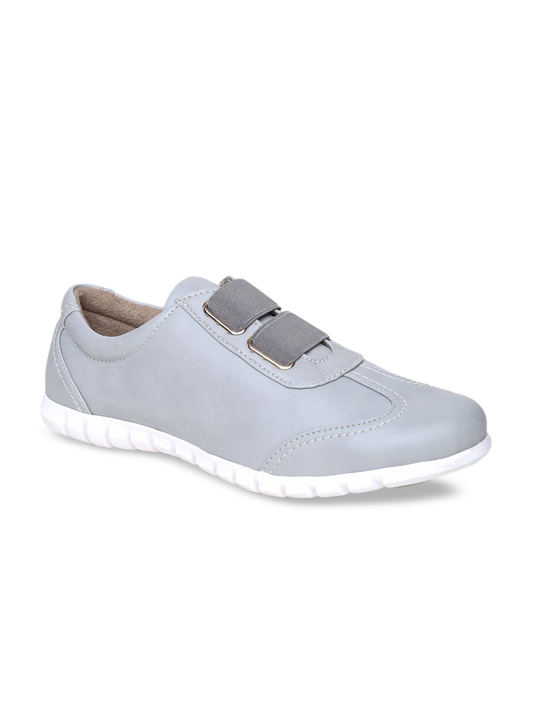 

VALIOSAA Women Grey Solid Slip-On Sneakers