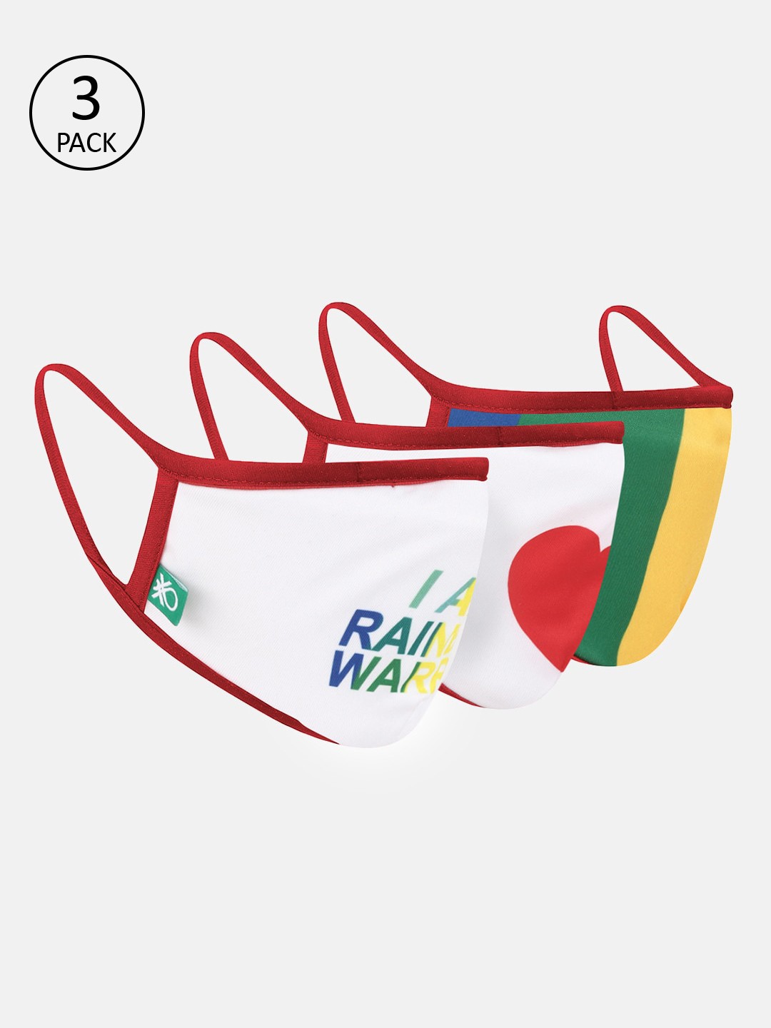 

United Colors of Benetton Adults Assorted Pack of 3 Reusable 3-Layer Outdoor Masks