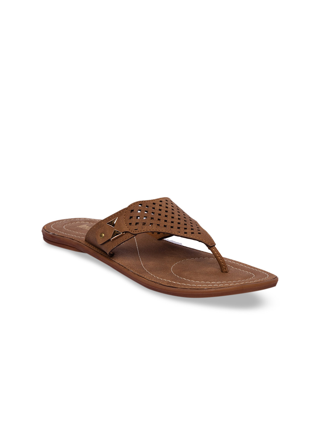 

Inc 5 Women Brown Solid T-Strap Flats