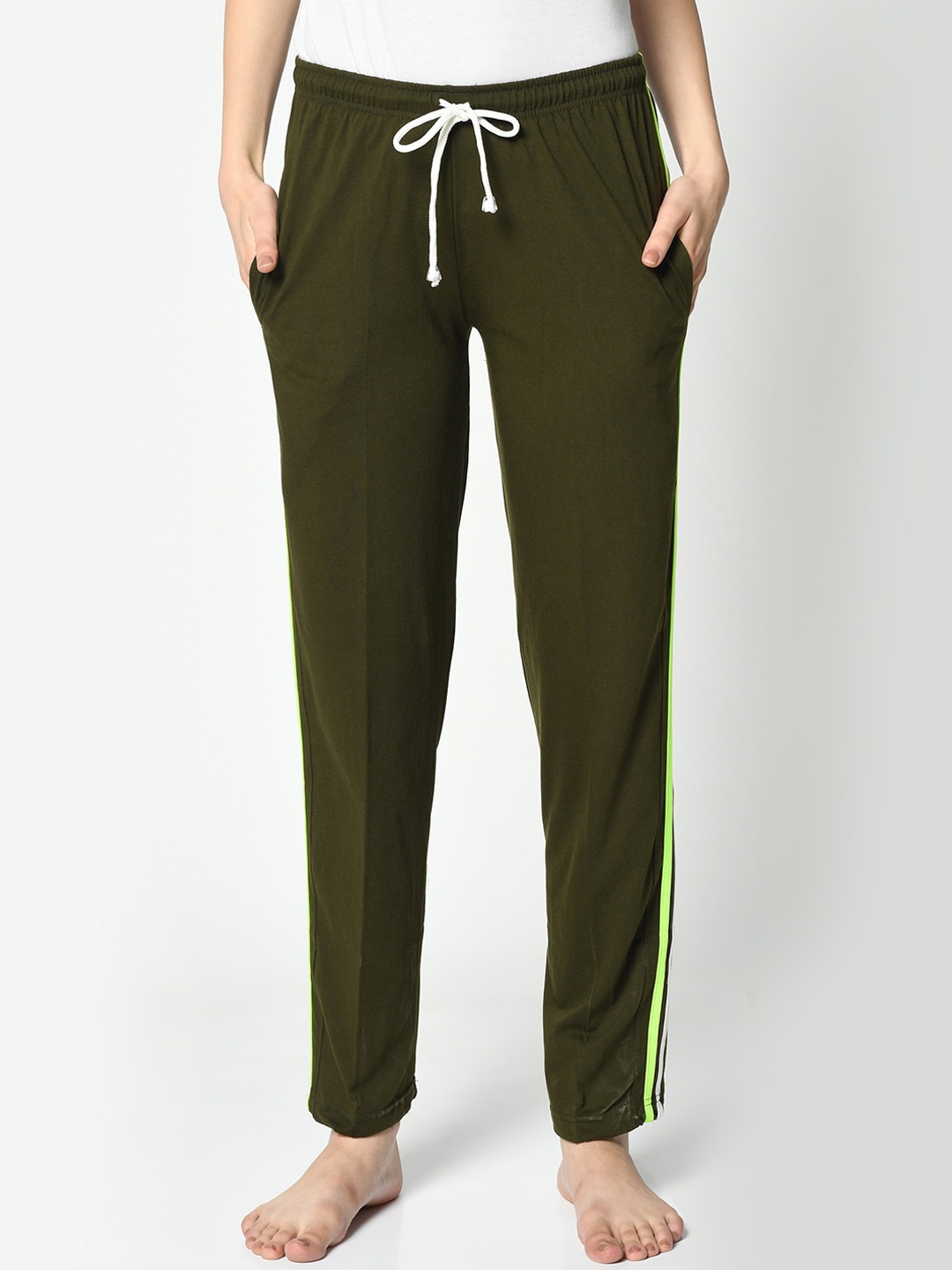 

VIMAL JONNEY Women Olive-Green Solid Lounge Pants