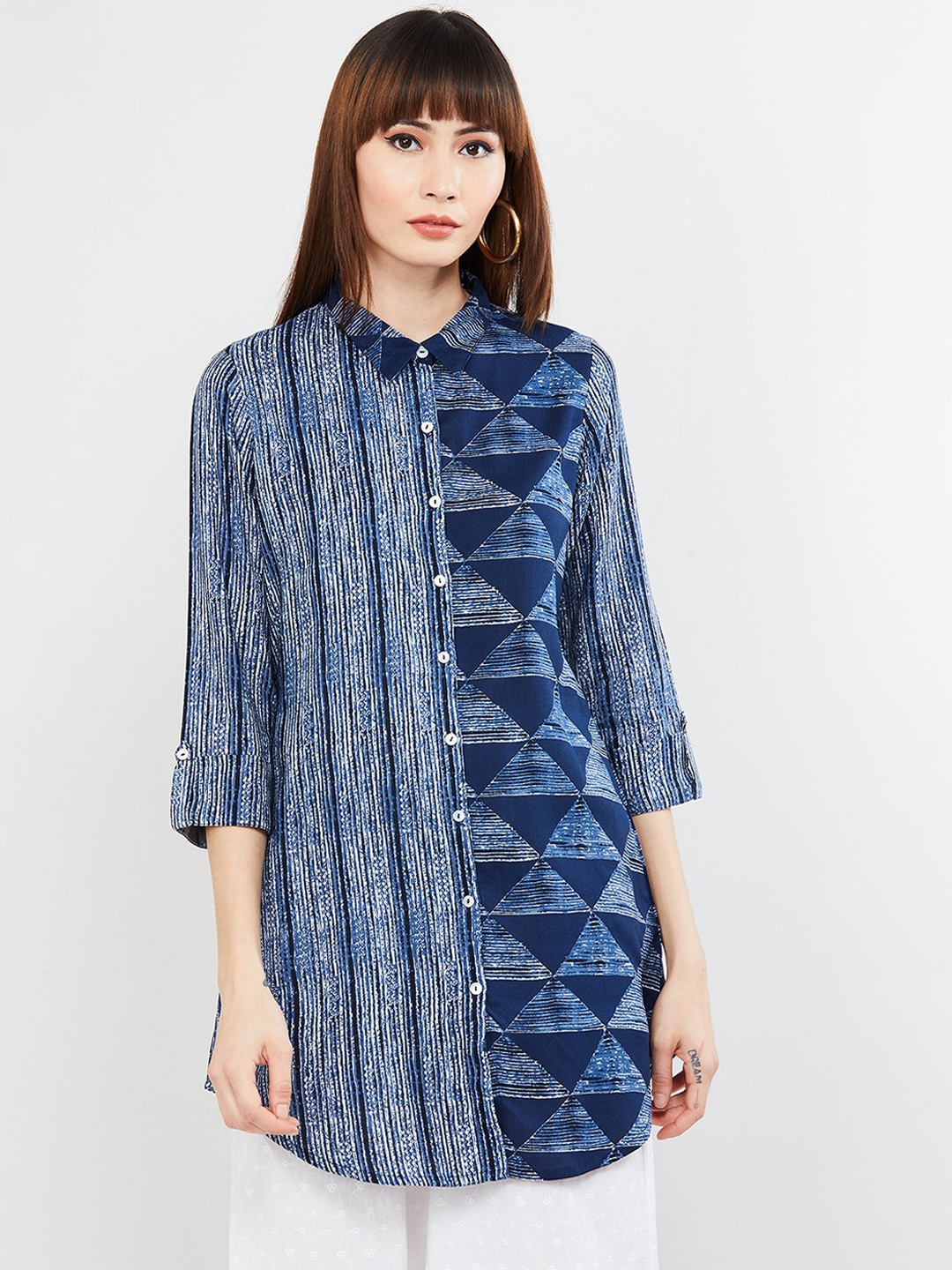 

max Women Blue Printed Tunic