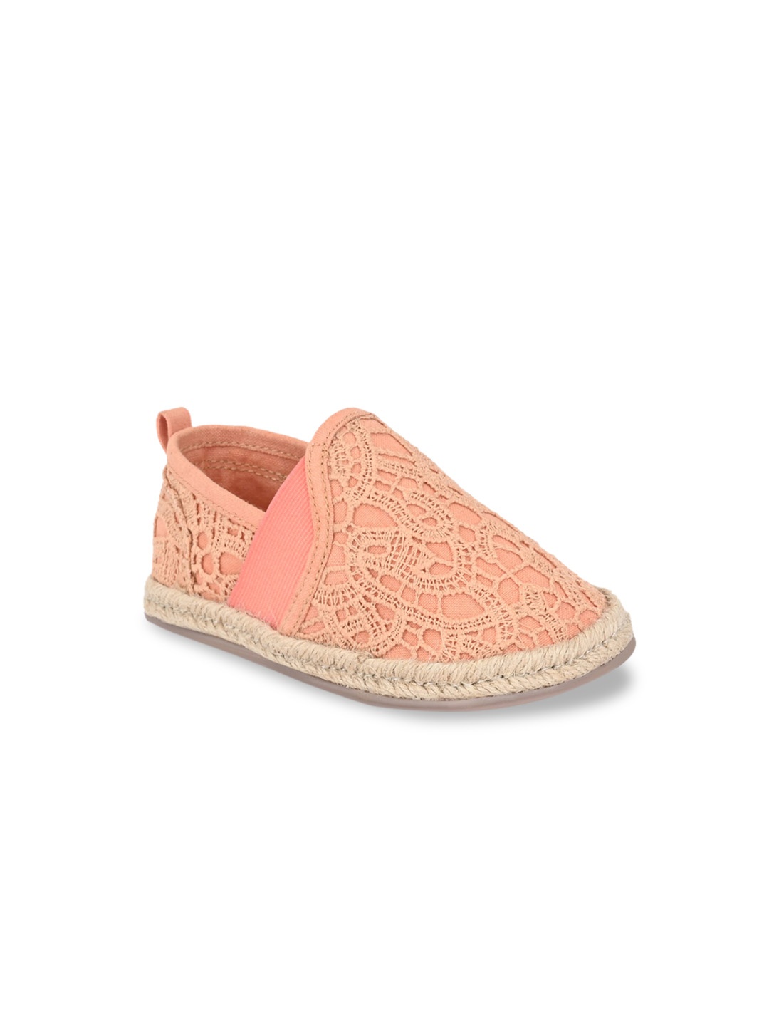 

Zebba Girls Peach-Coloured Woven Design Sneakers
