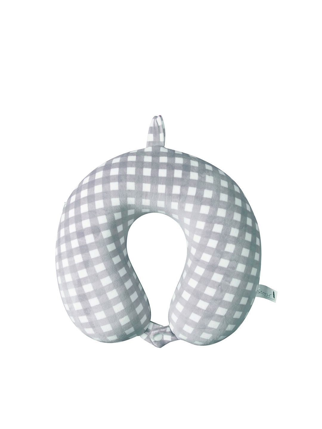 

Story@home Unisex Grey & White Checked U-Shaped Memory Foam Travel Neck Pillow