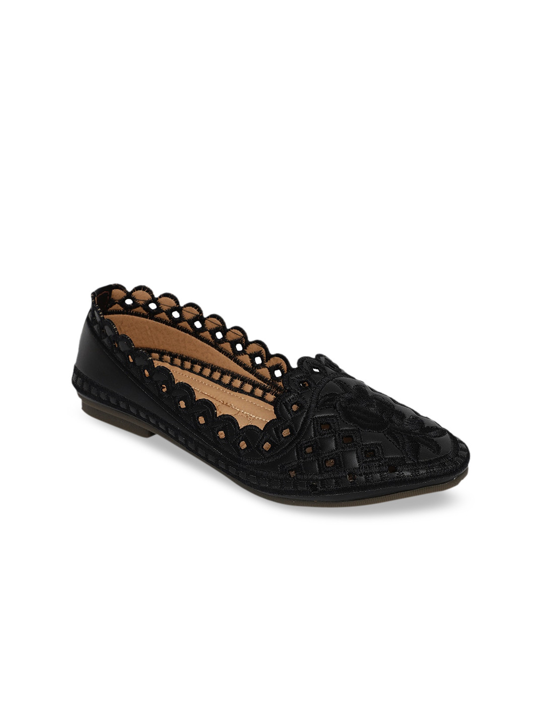 

LONDON STEPS Women Black Laser Cut Ballerinas