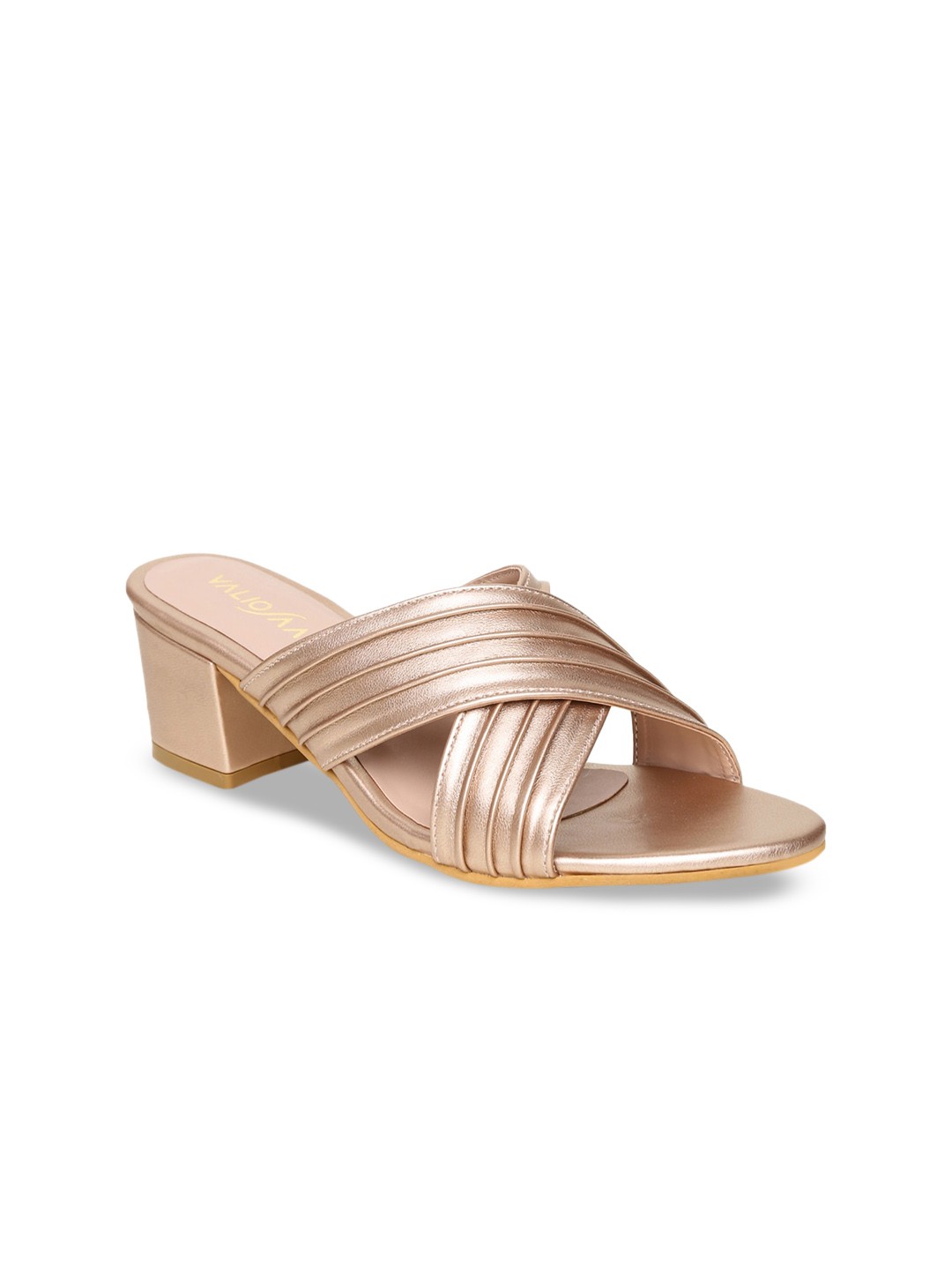 

VALIOSAA Women Rose Gold-Coloured Solid Block Heels