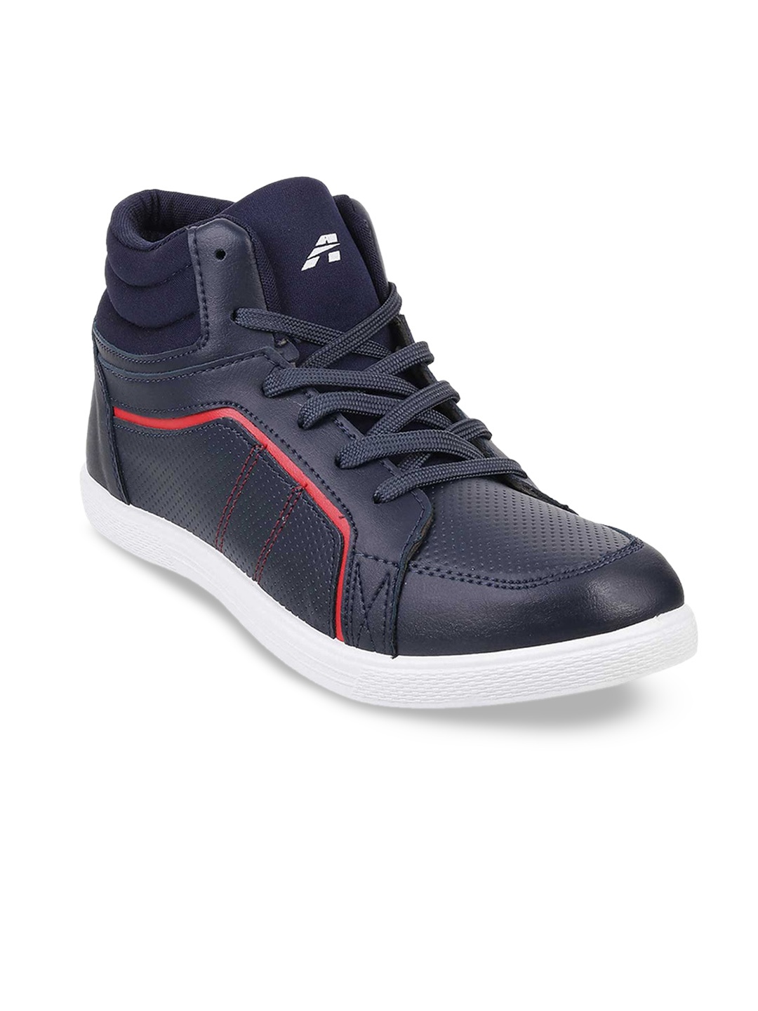 

WALKWAY by Metro Men Navy Blue Solid Synthetic Mid-Top Sneakers
