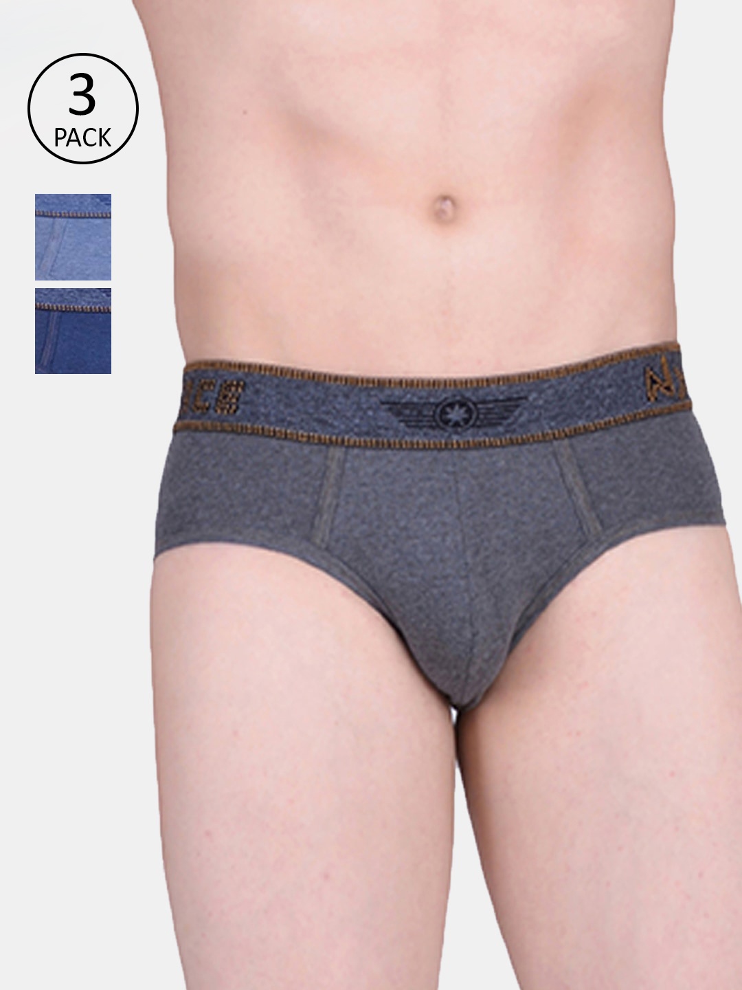 

Force NXT Men Pack Of 3 Assorted Basic Briefs MNFL-53-PO3, Navy blue