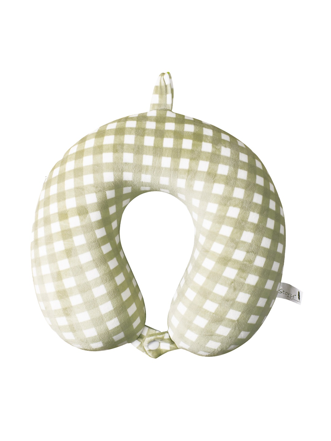 

Story@home Unisex Green & White Checked U-Shaped Memory Foam Travel Neck Pillow