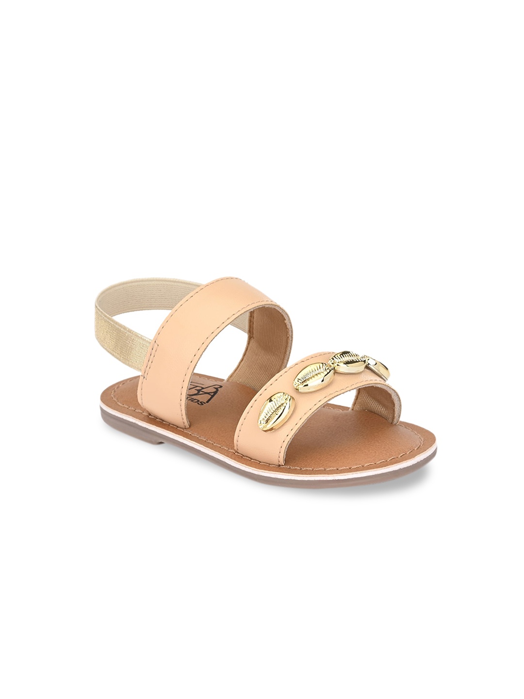 

Zebba Girls Nude-Coloured Embellished Open Toe Flats