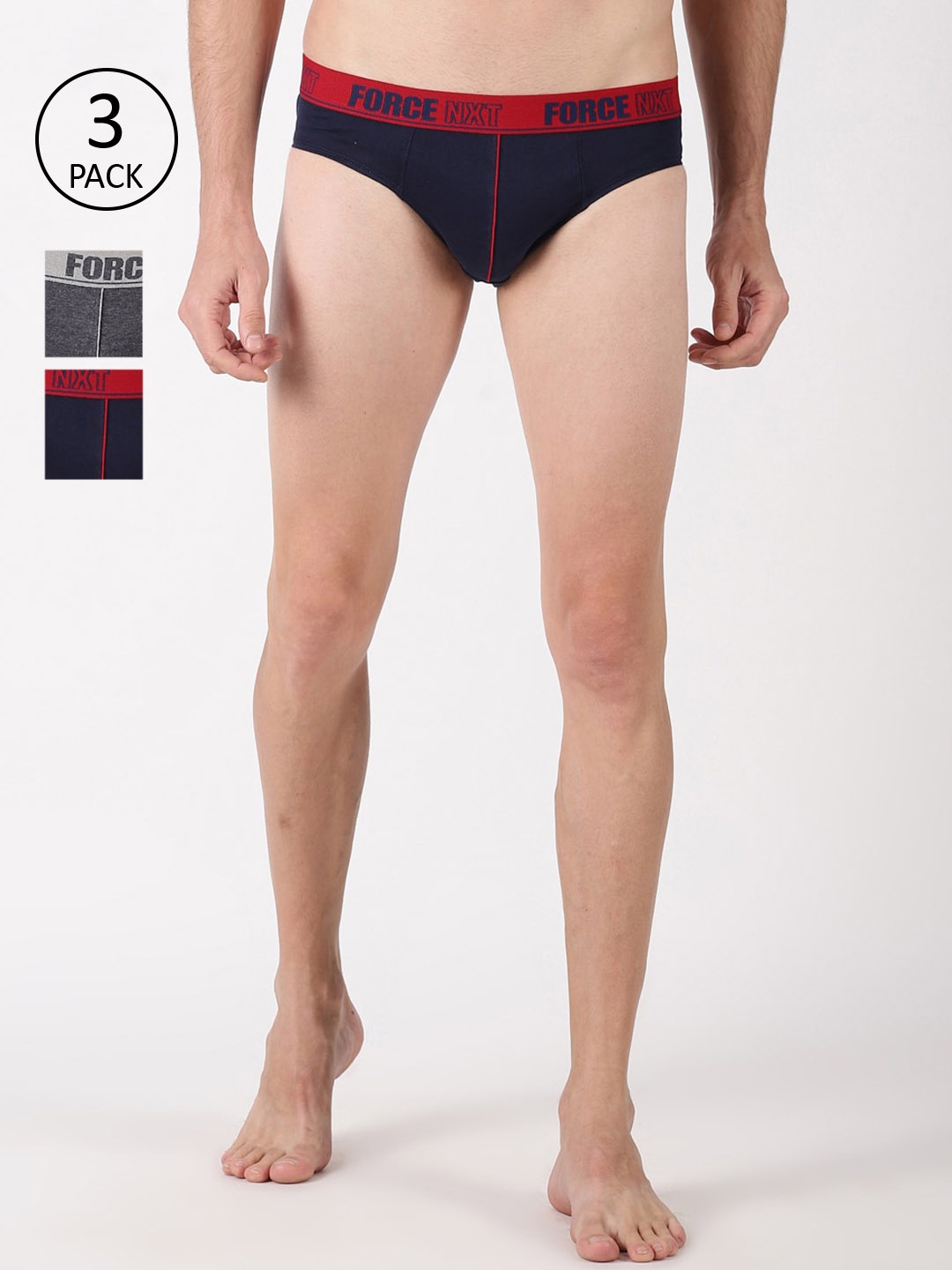 

Force NXT Men Pack Of 3 Assorted Basic Briefs MNFF-117-PO3, Navy blue