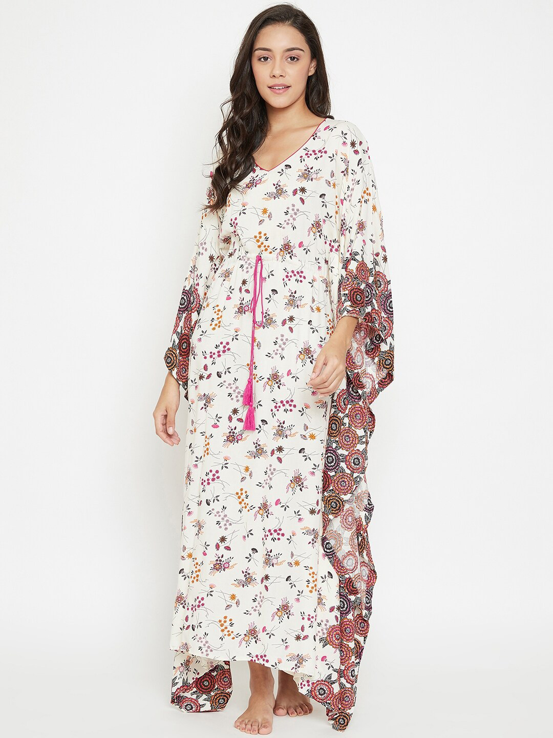 

The Kaftan Company Off-White Printed Kaftan Nightdress