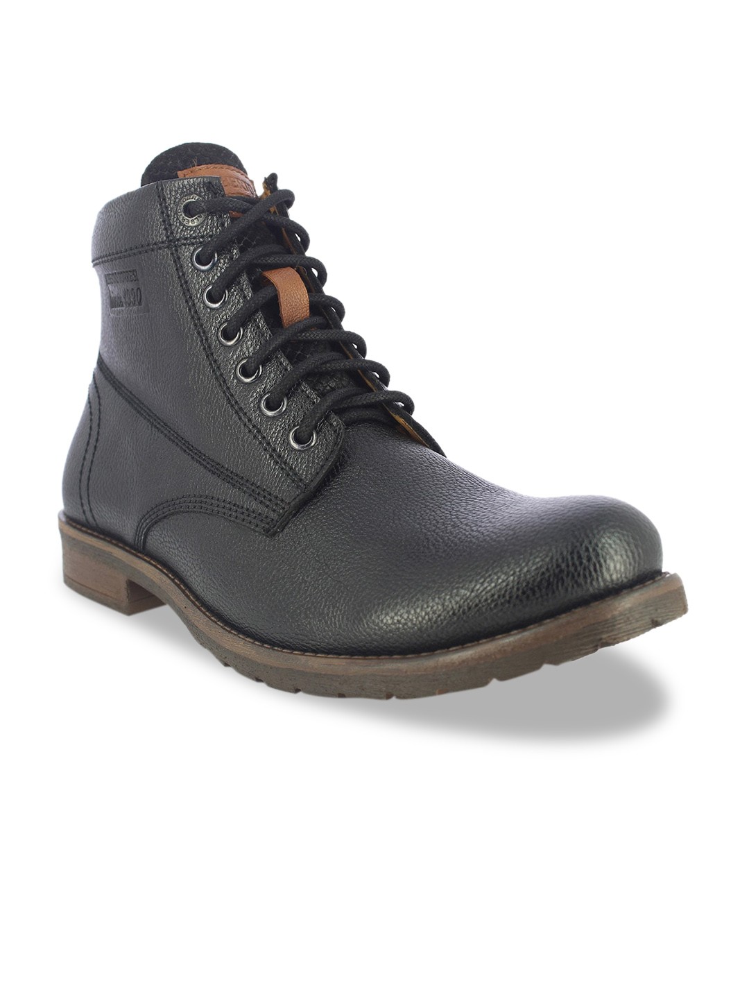 

Alberto Torresi Men Black Textured Synthetic Leather High-Top Trekking Shoes