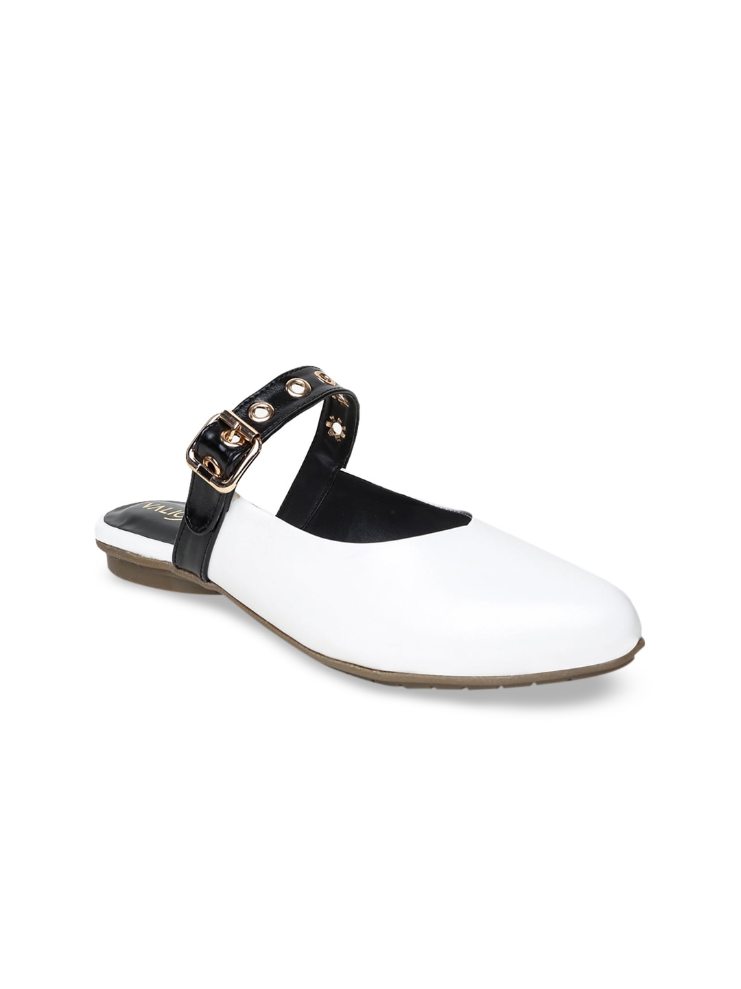

VALIOSAA Women Buckled Mules, White