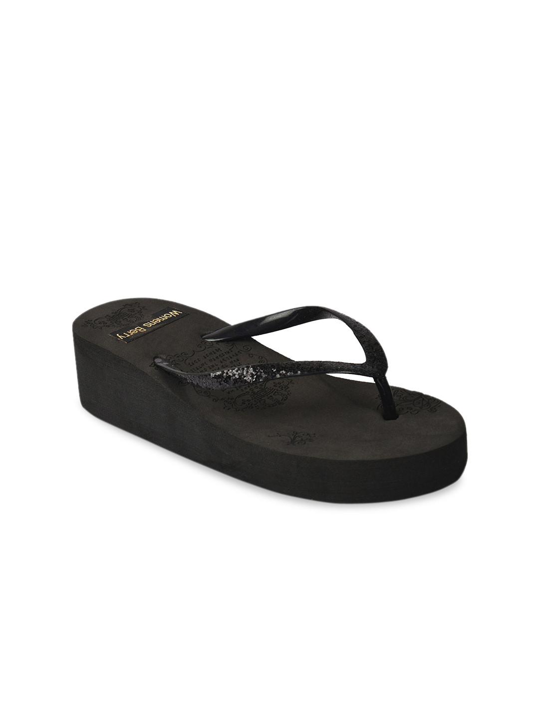 

WOMENS BERRY Women Black Embellished Wedges