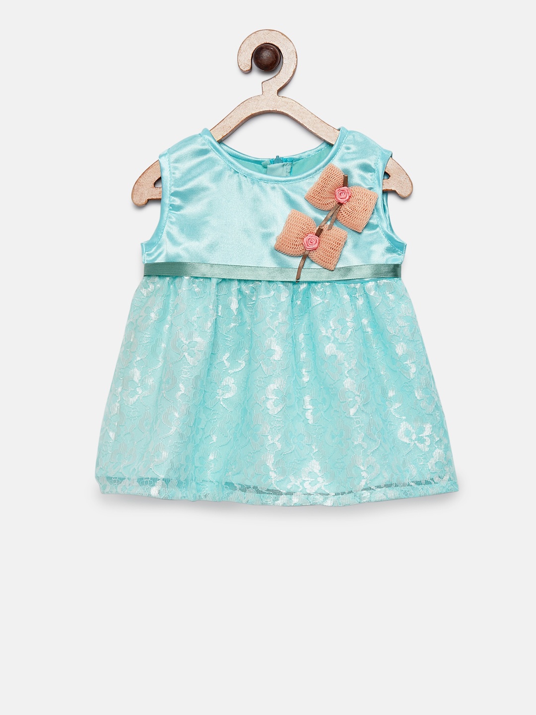 

MANY FROCKS & Girls Blue Printed Fit and Flare Dress