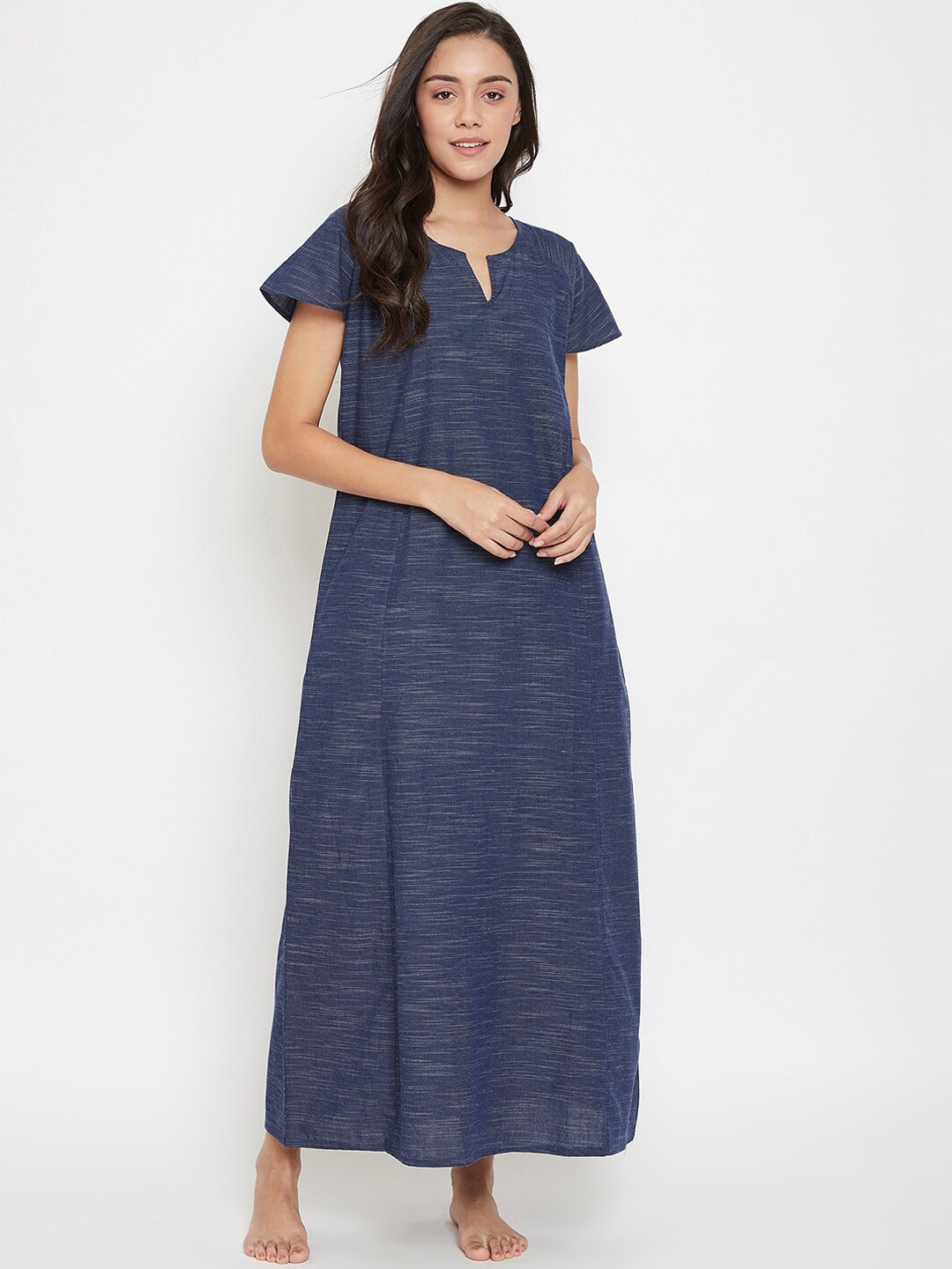

The Kaftan Company Navy Blue Striped Nightdress
